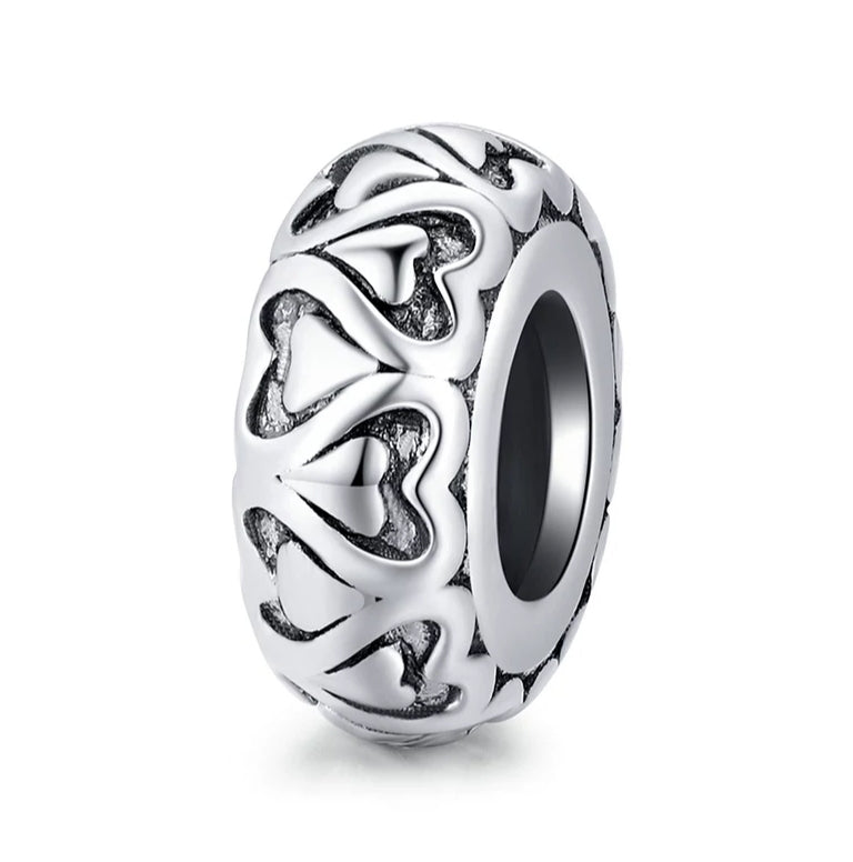 925 Sterling Silver Heart Pattern Stopper