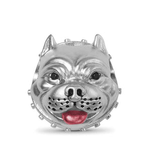 925 Sterling Silver Pitbull Bead Charm