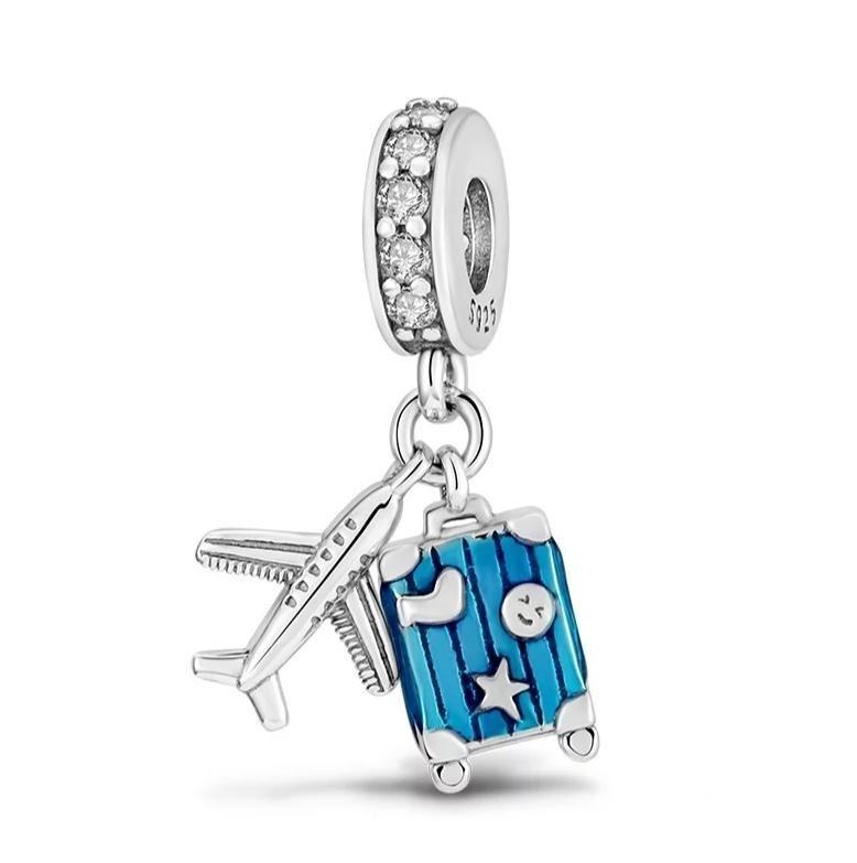 Travel Suitcase & Airplane Dangle Charm