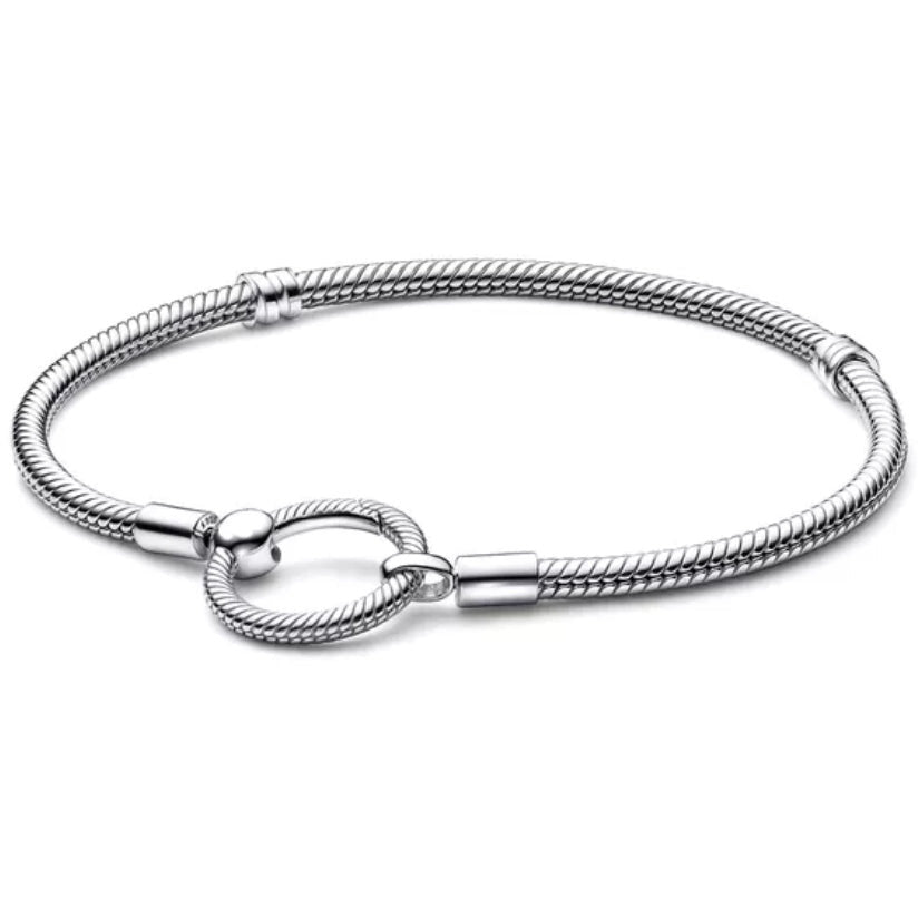 925 Sterling Silver O Clasp Snake Chain Bracelet