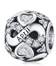 Load image into Gallery viewer, 925 Sterling Silver Multiple Crystal Color Infinite Love Birthstone Bead
