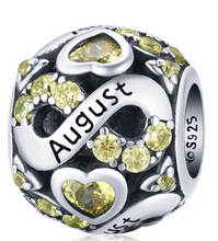 Load image into Gallery viewer, 925 Sterling Silver Multiple Crystal Color Infinite Love Birthstone Bead
