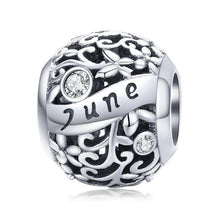 Load image into Gallery viewer, 925 Sterling Silver Birthstone and Birthmonth Bead
