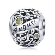 Load image into Gallery viewer, 925 Sterling Silver Birthstone and Birthmonth Bead
