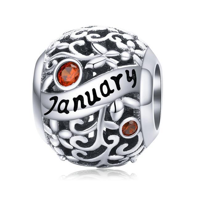 925 Sterling Silver Birthstone and Birthmonth Bead