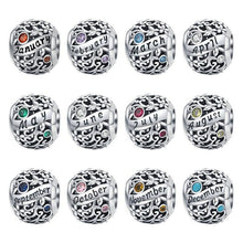 Load image into Gallery viewer, 925 Sterling Silver Birthstone and Birthmonth Bead
