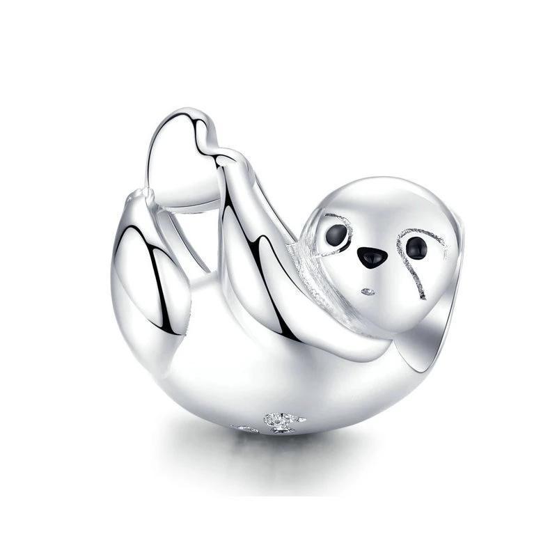 925 Sterling Silver Sloth Bead Charm