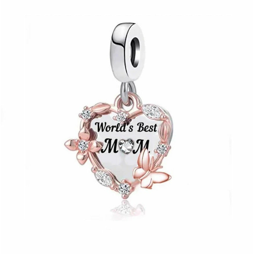 Two Tone World's Best Mom Dangle Charm