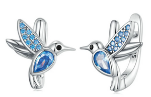 925 Sterling Silver Cute Hummingbird Ear Clips