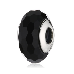 925 Sterling Silver Black Murano Glass Bead Charm