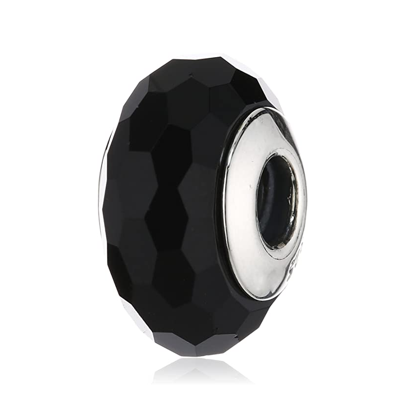 925 Sterling Silver Black Murano Glass Bead Charm