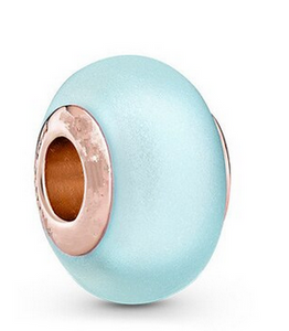 925 Sterling Silver Murano Matt Light Blue Charm