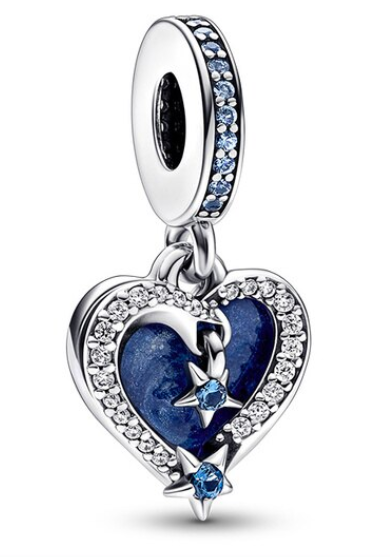 925 Sterling Silver Blue Star Dangle Charm