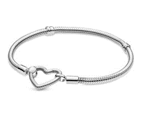 925 Sterling Silver Moments Hearts Snake Bracelet