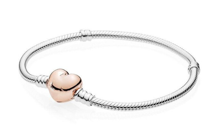 925 Sterling Silver Rose Gold Clasp Snake Bracelet