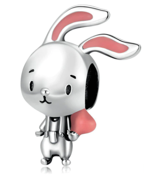 925 Sterling Silver Cute Bunny Charm