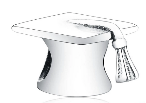 925 Sterling silver Graduate Cap Bead Charm