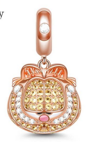 Rose Gold Plated Garfield Cat Charm