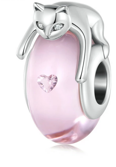 Cat Pink Murano Charm