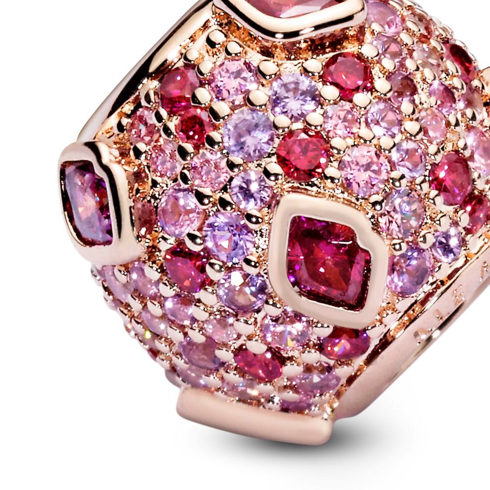 Rose Gold Plated Pink Cz  Bead Charm