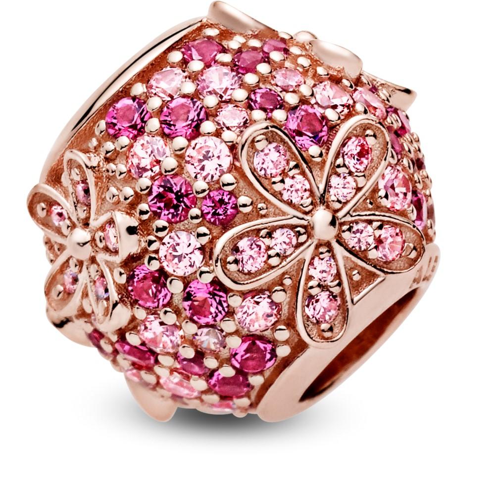 Rose Gold Plated Pink Daisy Bead Charm