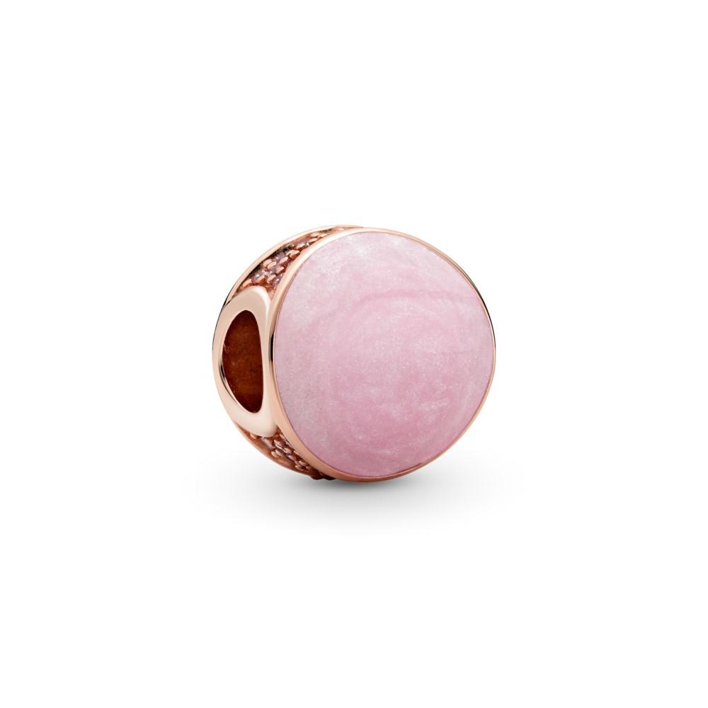 925 Sterling Silver Rosegold Plated Pink Enamel Bead Charm