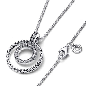 925 Sterling Silver Round CZ Circle Necklace