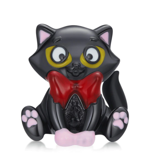 925 Sterling Silver Enamel Black Cat Charm