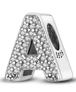 925 Sterling Silver CZ Alphabet A Charm