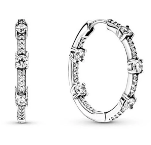 925 Sterling Silver CZ Hoop Earrings