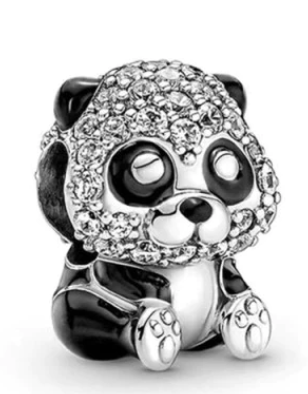 925 Sterling Silver CZ Panda Charm