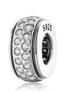 925 Sterling Silver Sparkling Clear CZ Spacer