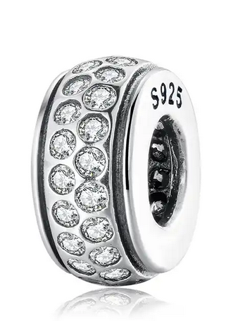 925 Sterling Silver Sparkling Clear CZ Spacer