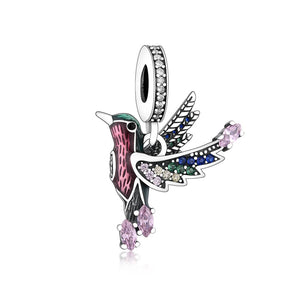 Zirconia Feather Hummingbird Charm