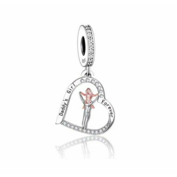 925 Sterling Silver Two Tone Daddy's Girl Forever Dangle Charm