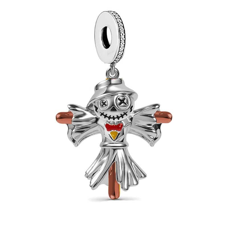 925 Sterling Silver Jack Skull Scarecrow Charm