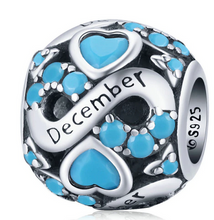 Load image into Gallery viewer, 925 Sterling Silver Multiple Crystal Color Infinite Love Birthstone Bead
