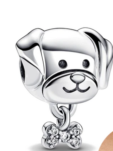 925 Sterling Silver "Cute Dog" Bead Charm