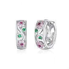 925 sterling silver Cz Bloom Hoop earrings