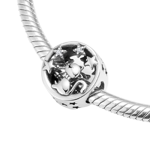 925 Sterling Silver Cat under the Stars Bead Charm