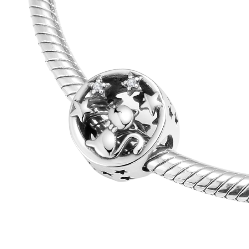 925 Sterling Silver Cat under the Stars Bead Charm