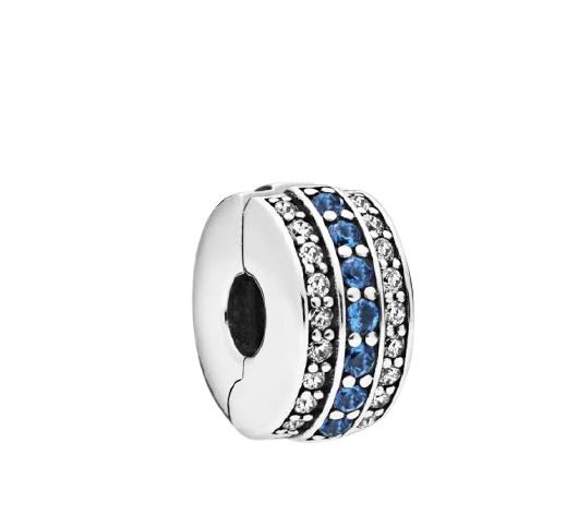925 Sterling Silver Sparkling White and Blue CZ CLIP