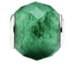 925 Sterling Silver Green Glass Murano ME Bead Charm