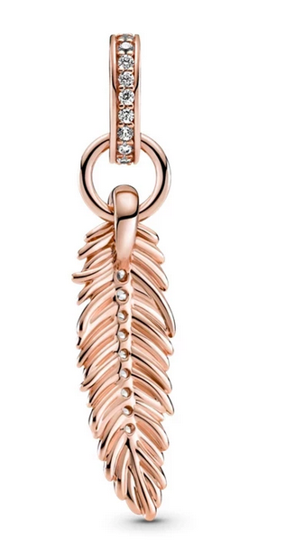 Rose Gold PLATED Feather Dangle Charm
