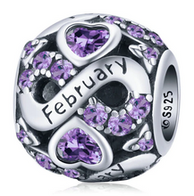 Load image into Gallery viewer, 925 Sterling Silver Multiple Crystal Color Infinite Love Birthstone Bead
