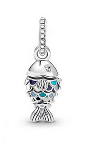 925 Sterling Silver Blue Fish Charm