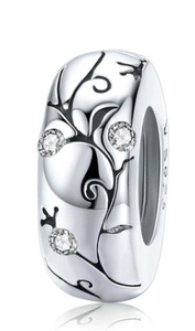 925 Sterling Silver Flower CZ Pattern Stopper