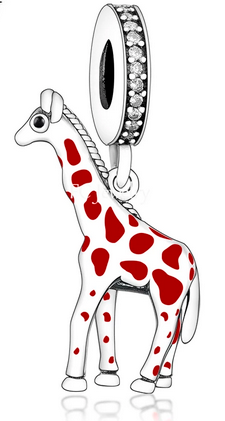 925 Sterling Silver Animal Enamel Giraffe Charm
