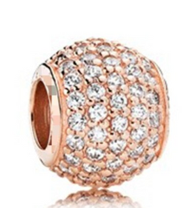 Rose Gold PLATED Zircon Ball Bead Charm