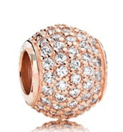 Rose Gold PLATED Zircon Ball Bead Charm